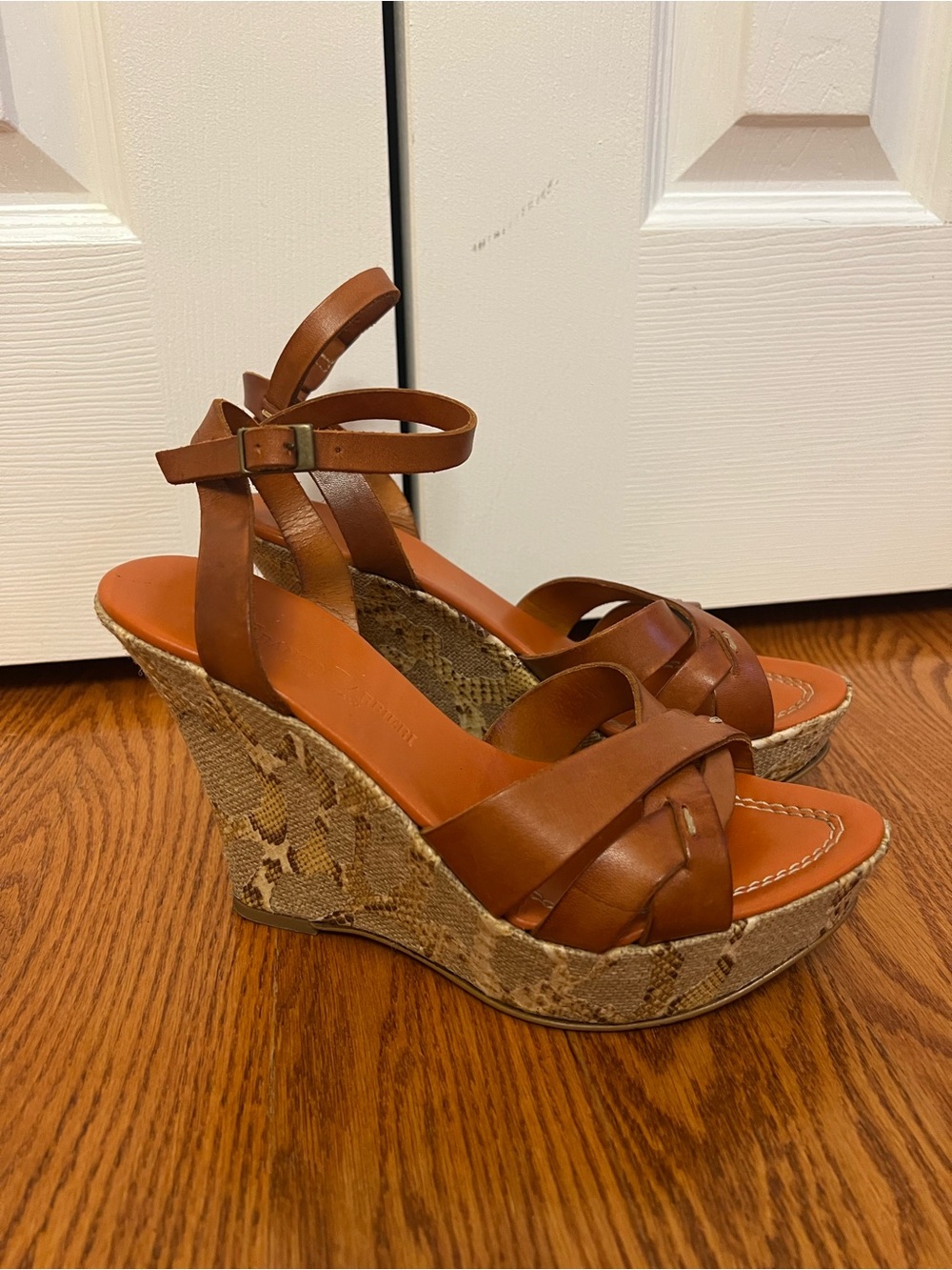 Franco Barbieri Wedge Sandals with Ankle Strap